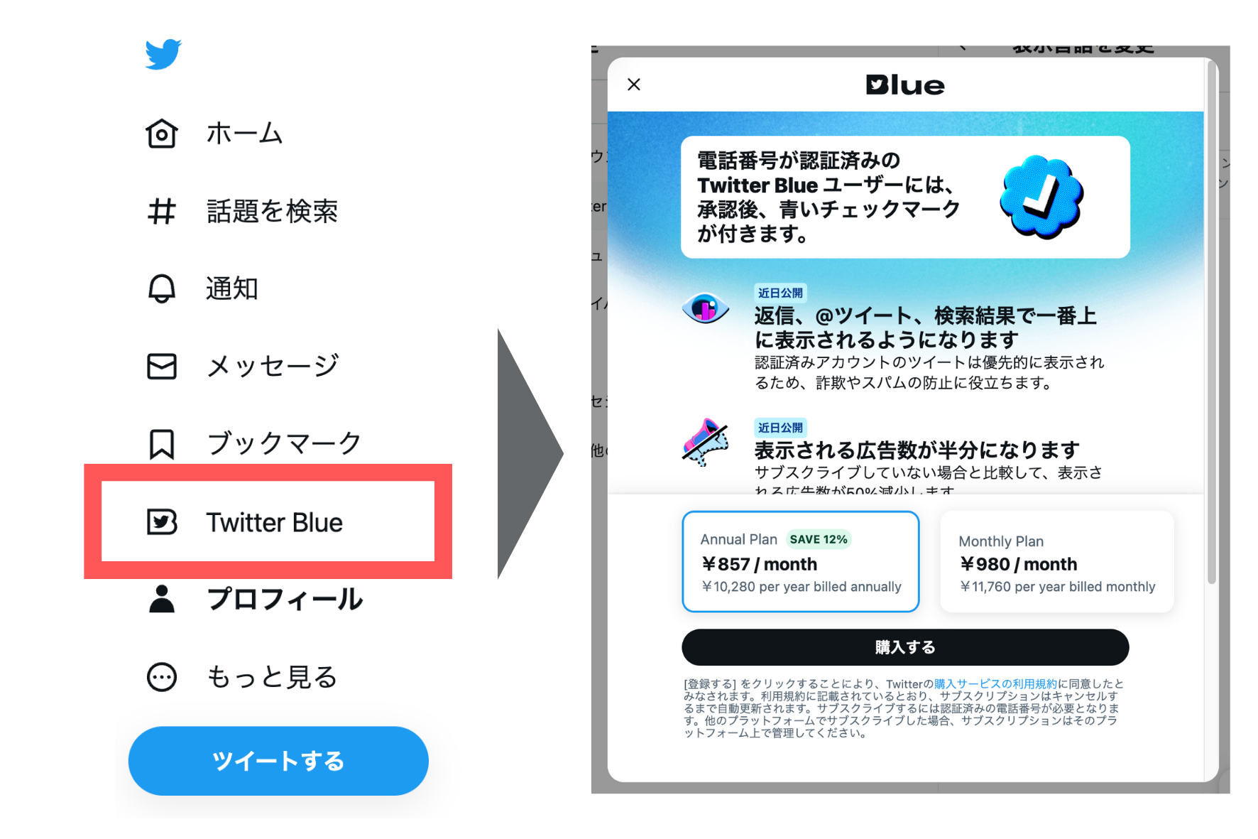 Twitter Blue_加入手順1