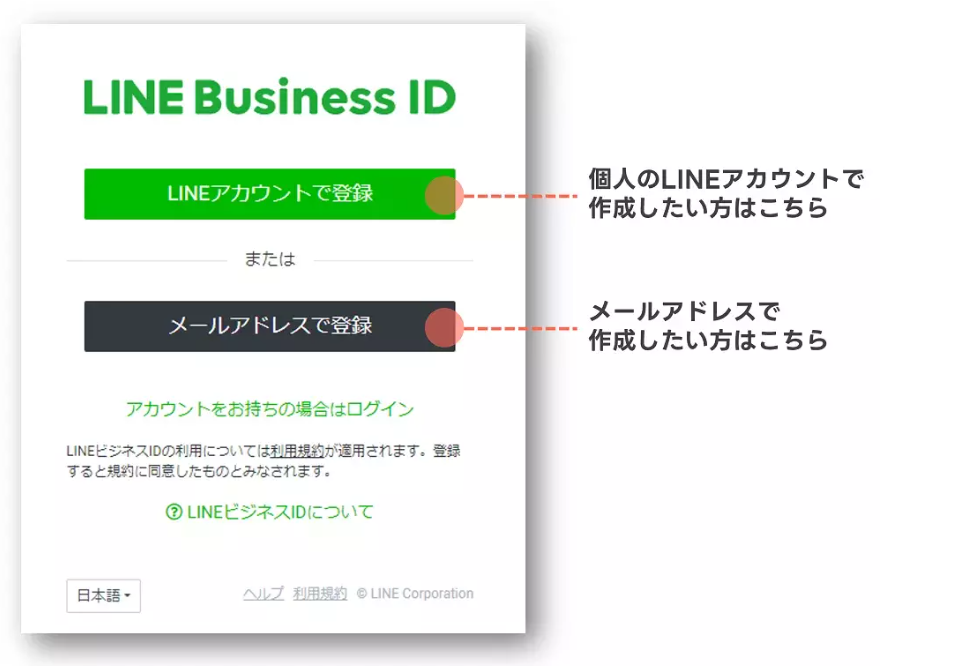 LINE公式アカウント_ビジネスIDの取得
